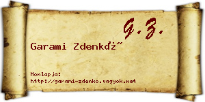 Garami Zdenkó névjegykártya